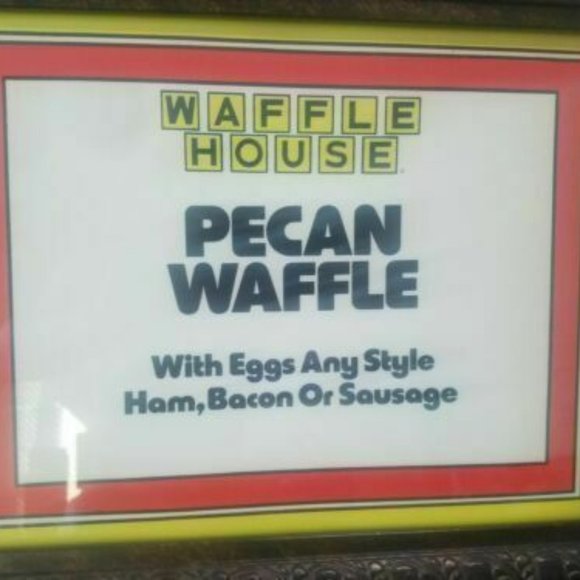 Waffle House sign gift Framed Pecan Waffle HAM BACON Egg Sausage breakfast decor - Picture 2 of 2